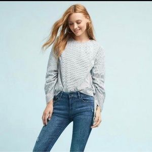 Anthropologie Sunday In Brooklyn Blouse |  Striped Poplin Top | Size XS